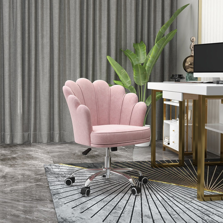 Modern Pink Velvet Ergonomic Swivel Office Chair Height Adjustable with Wheels