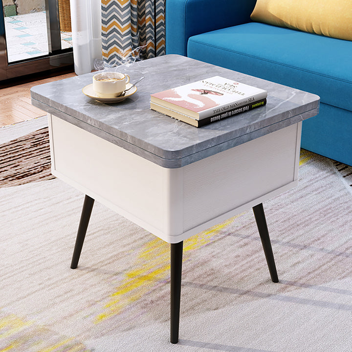 Modern Lift Top Grey Coffee Table with Storage MDF Top & Carbon Steel Base Extendable