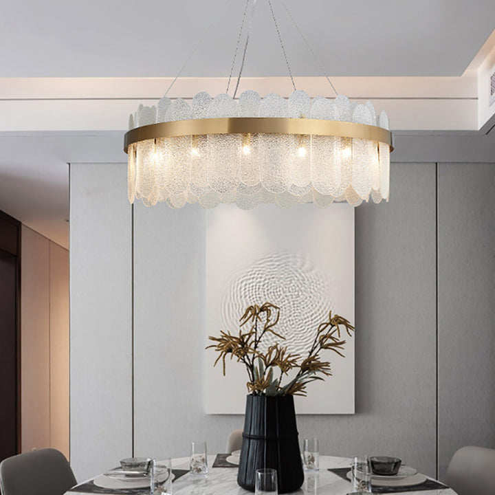 Modern Round 10-Light Tiered Clear Glass Chandelier