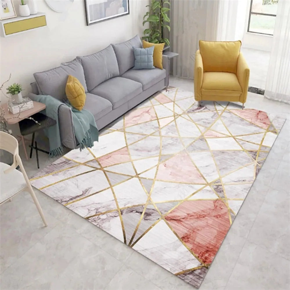 Pink Abstract Modern Rectangle Rug Indoor Area Rug 2300mm x 1600mm