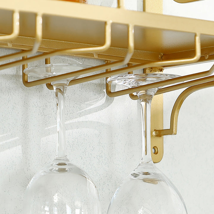 Modern Wall Mounted Wine Rack Glass Rack in Gold