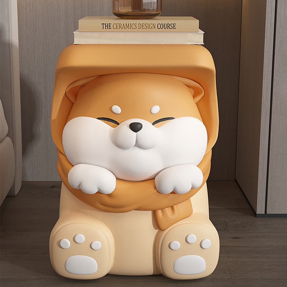 Cute Dog Side Table Floor Resin End Table Footstool for Living Room