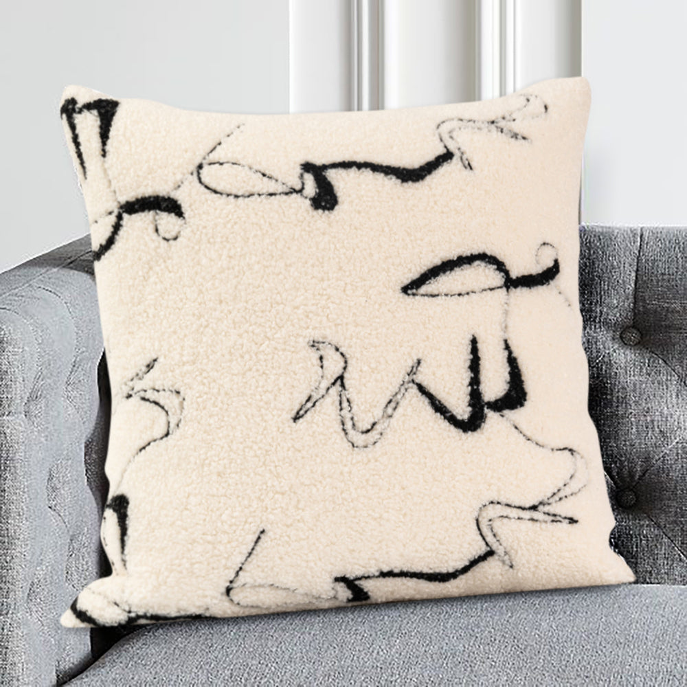 Black & White Abstract Boucle Decorative Throw Pillow Cover Velvet Cushion Protector