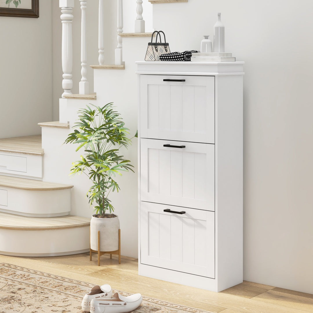 HOMCOM Three-Drawer Minimalistic Shoe Storage Cabinet