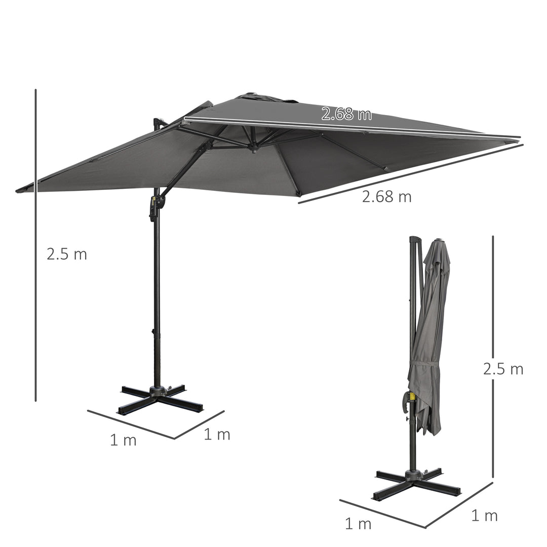 Waterproof 2.7 x 2.7 m Cantilever Parasol