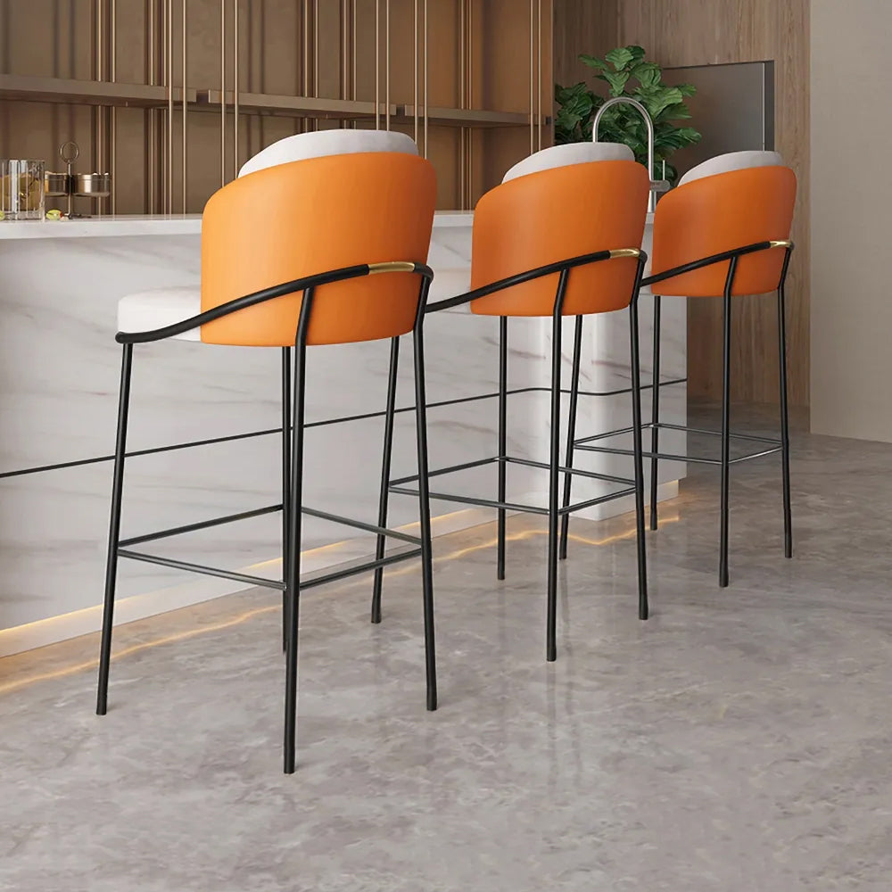 Linenic Modern PU Leather Breakfast Bar Stool with Back Bar Height Stool with Footrest