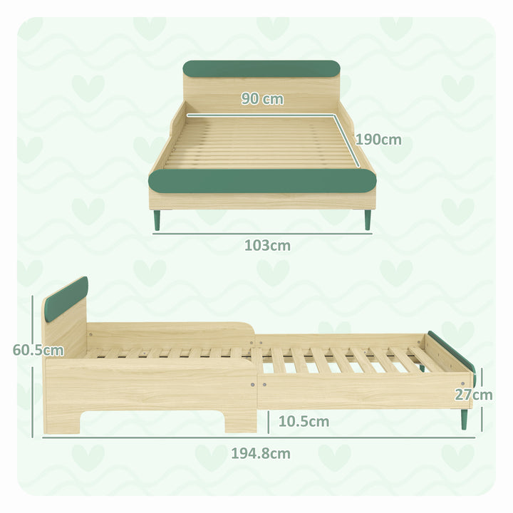 Toddler Bed with Safety Rail for Ages 3-10 Years