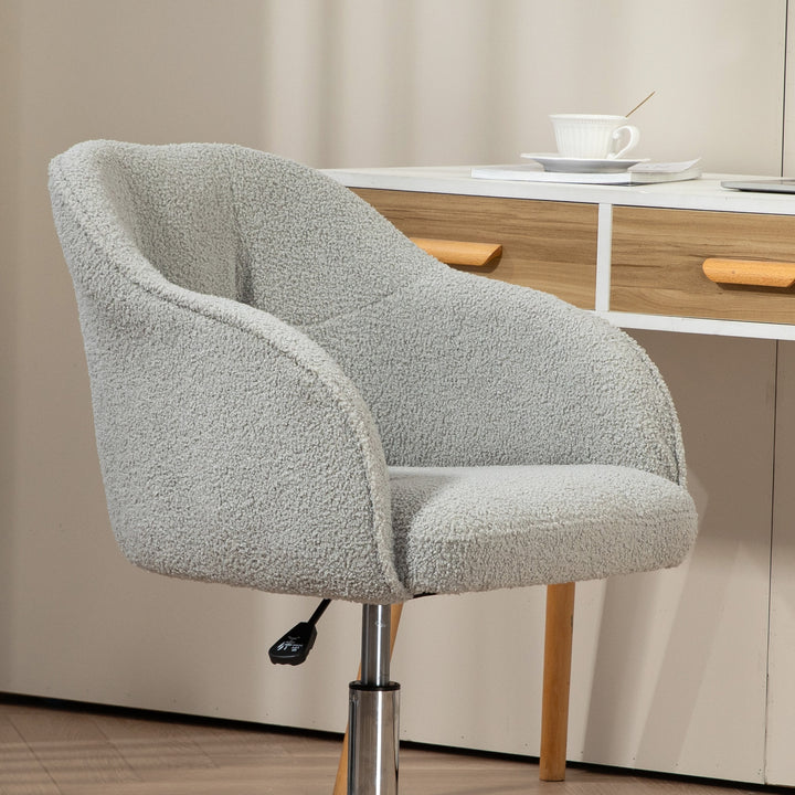 HOMCOM Swivel Armchair, Teddy Fleece, Grey