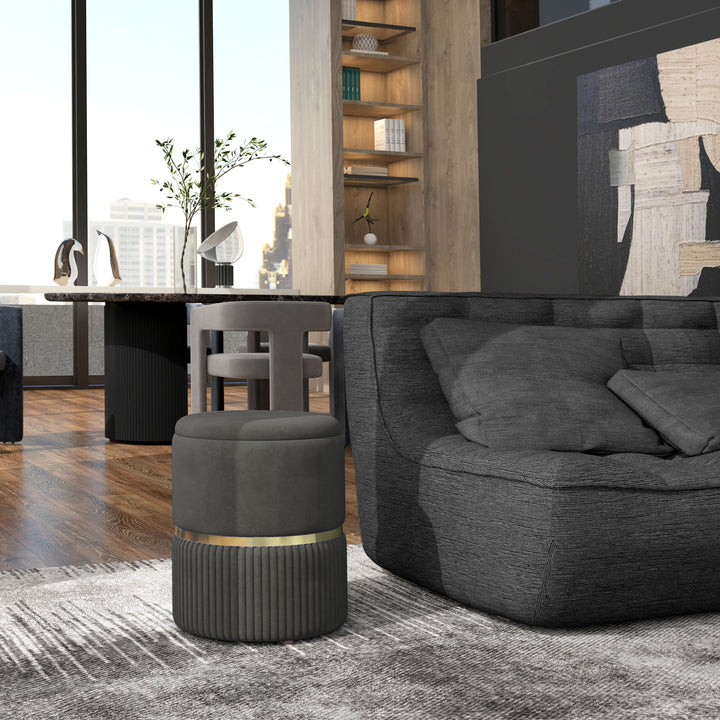 Velvet-feel Round Ottoman Stool