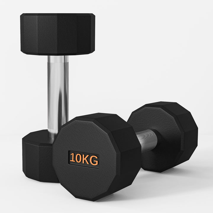 2 x 10kg Dumbbells Weights Set with 12-Sided Shape and Non-Slip Grip for Men Women Home Gym Workout