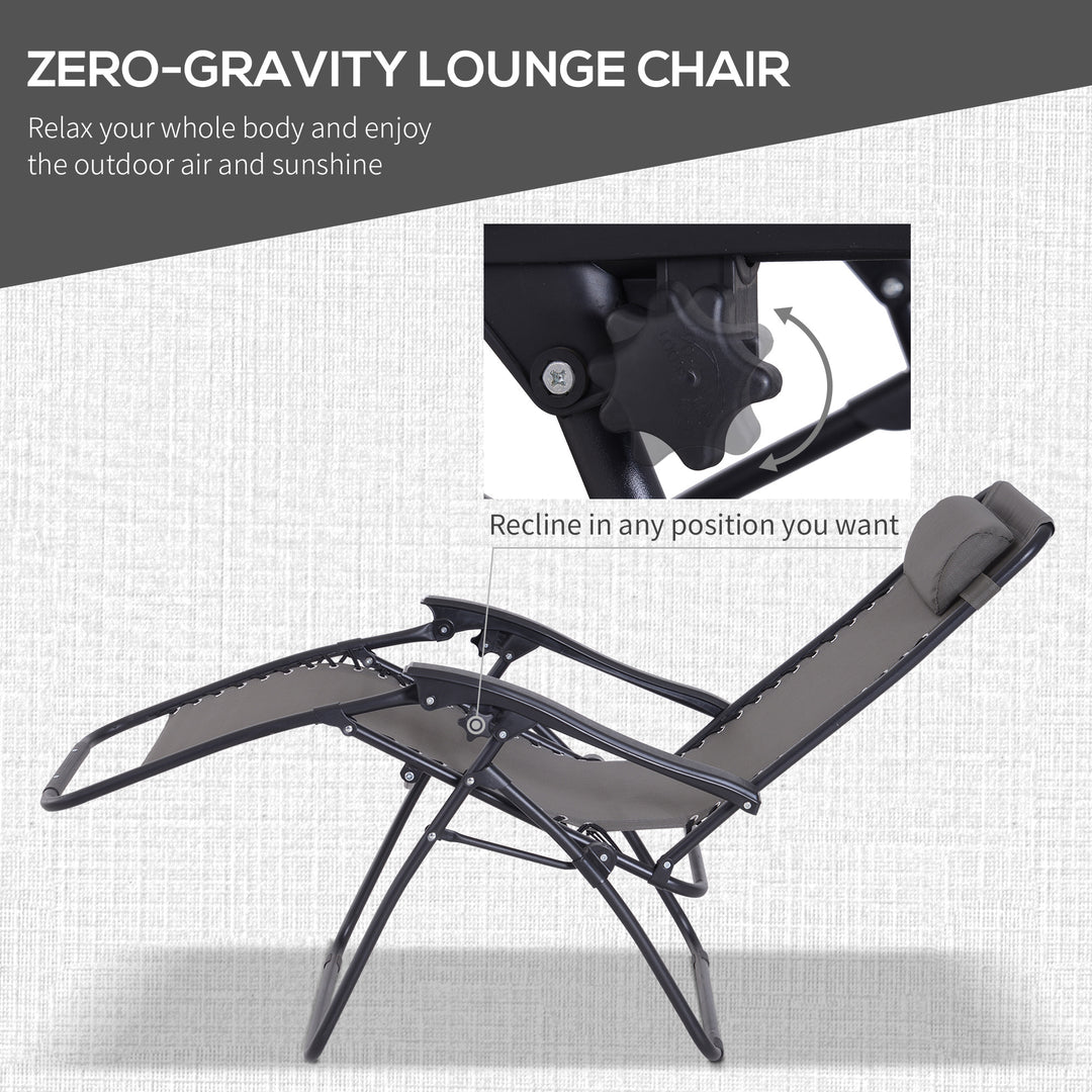 3pcs Folding Zero Gravity Chairs Sun Lounger Table Set w/ Cup Holders Reclining Garden Yard Pool