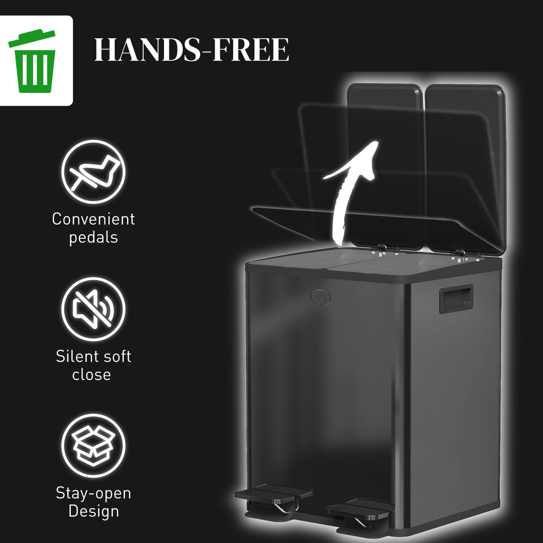 40L Dual Compartment Stainless Steel Bin