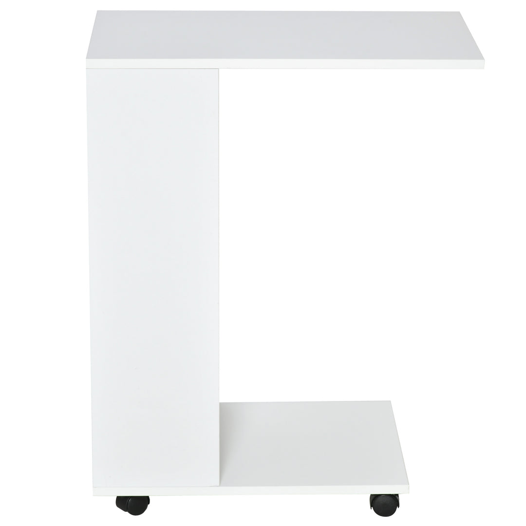 HOMCOM Mobile C-Shape Sofa Table