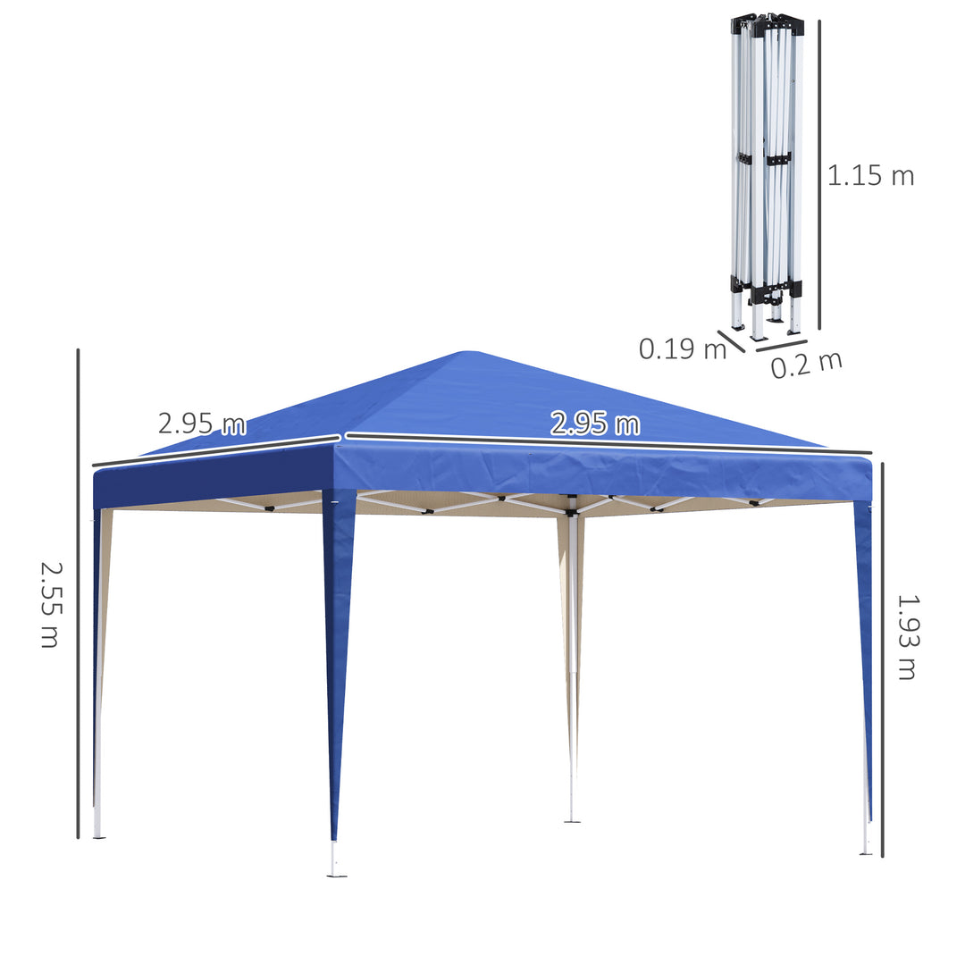 3 x 3M Garden Pop Up Gazebo Marquee Party Tent Wedding Canopy (Blue) + Carrying Bag