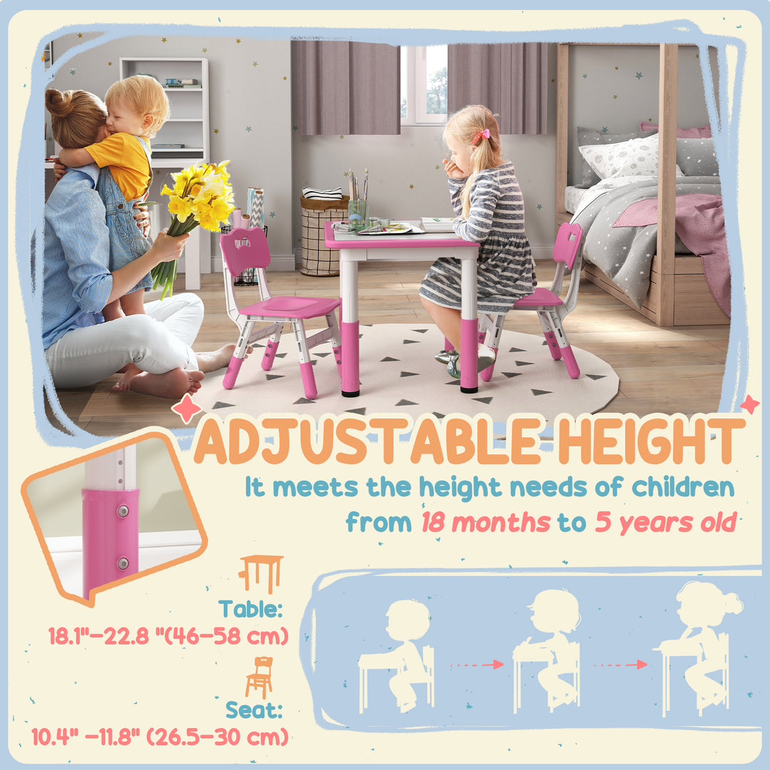 Height Adjustable Toddler Table and Chair Set