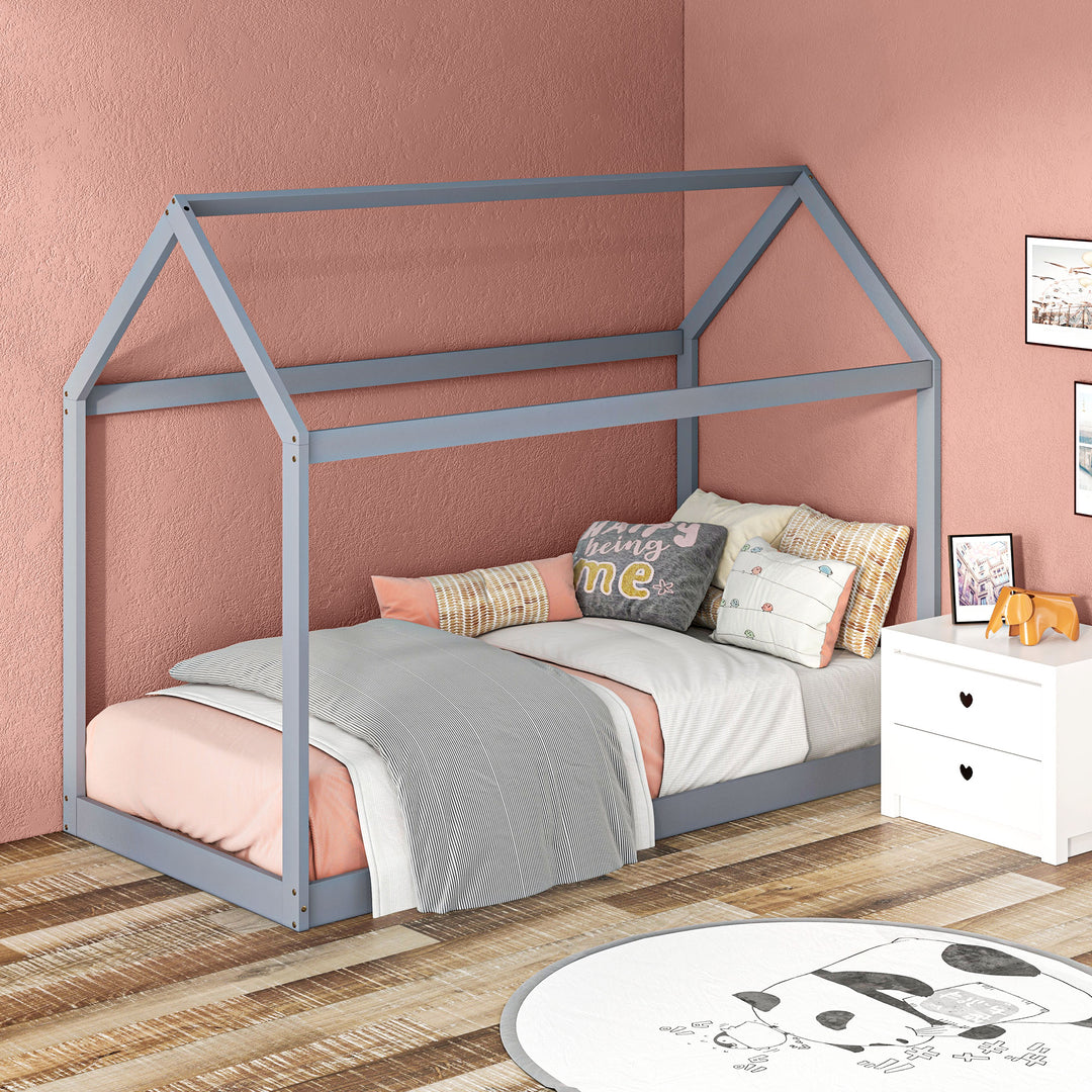 HOMCOM Single Bed Base with House Scandinavian Style