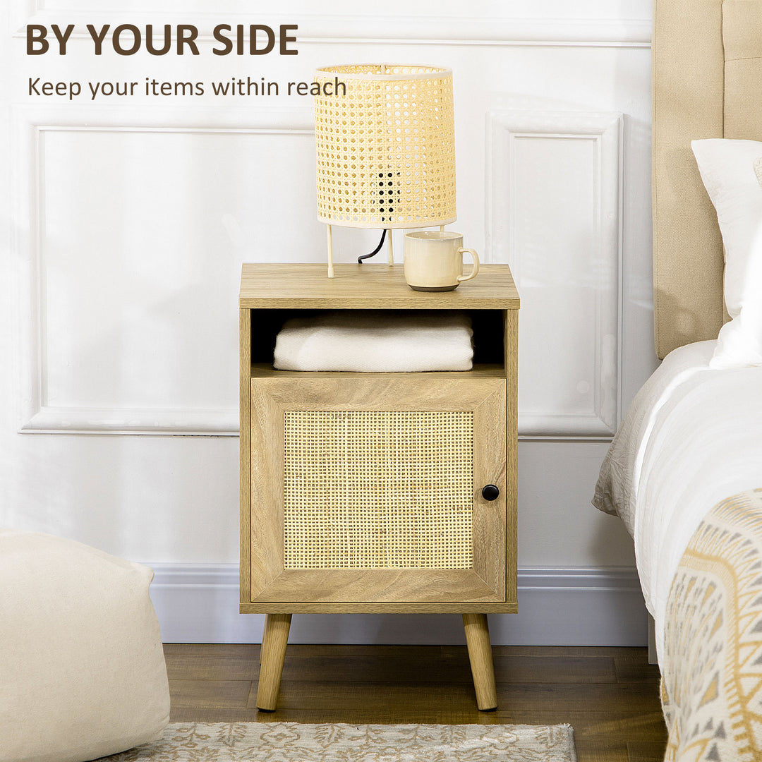 Bedside Table with Rattan Element