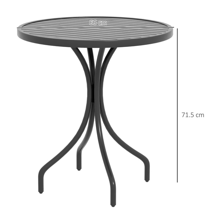 Garden Side Table: 66cm Round Patio Accent with Metal Frame & Slatted Top