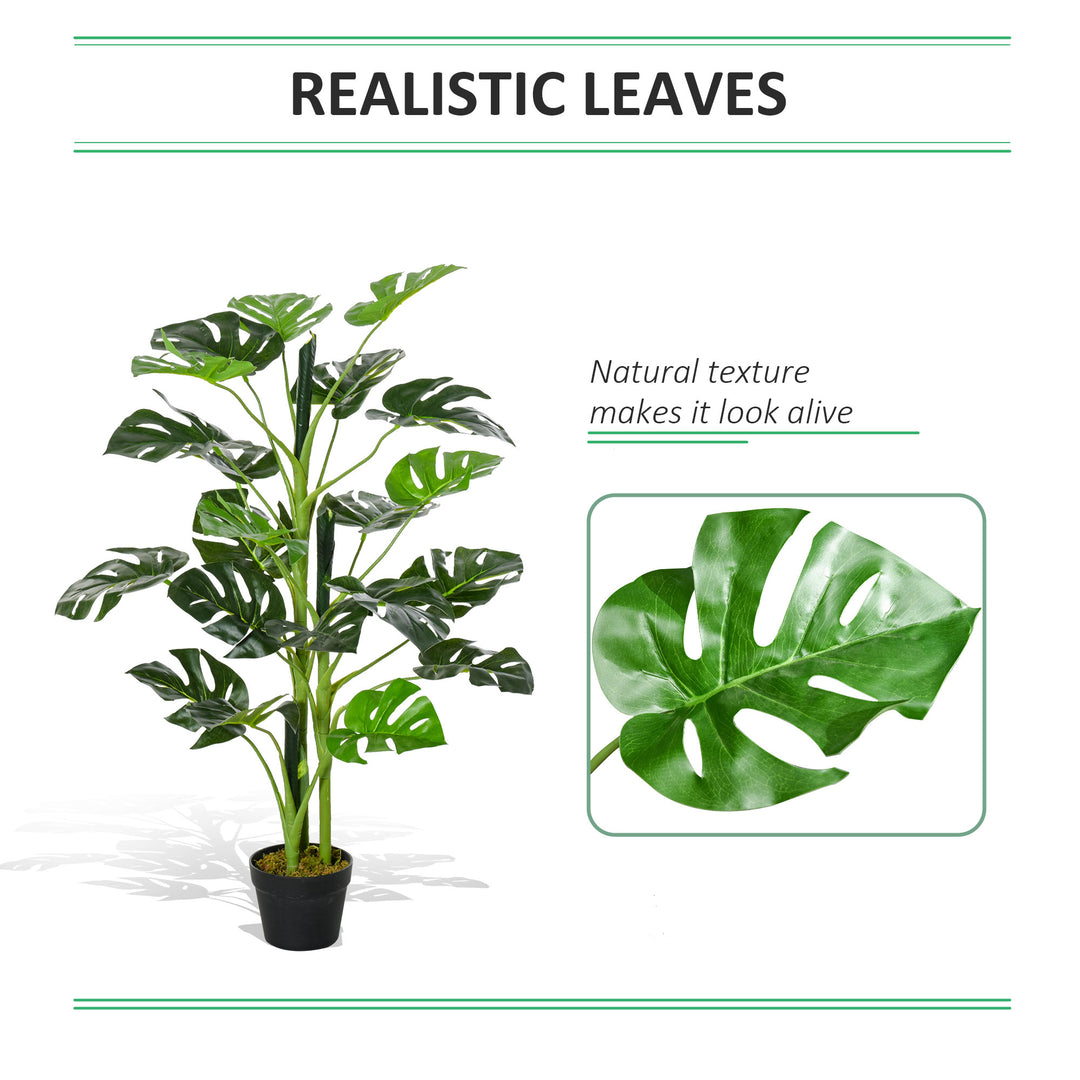 Artificial Monstera Delight: Lifelike Cheese Plant w/ 21 Lush Leaves