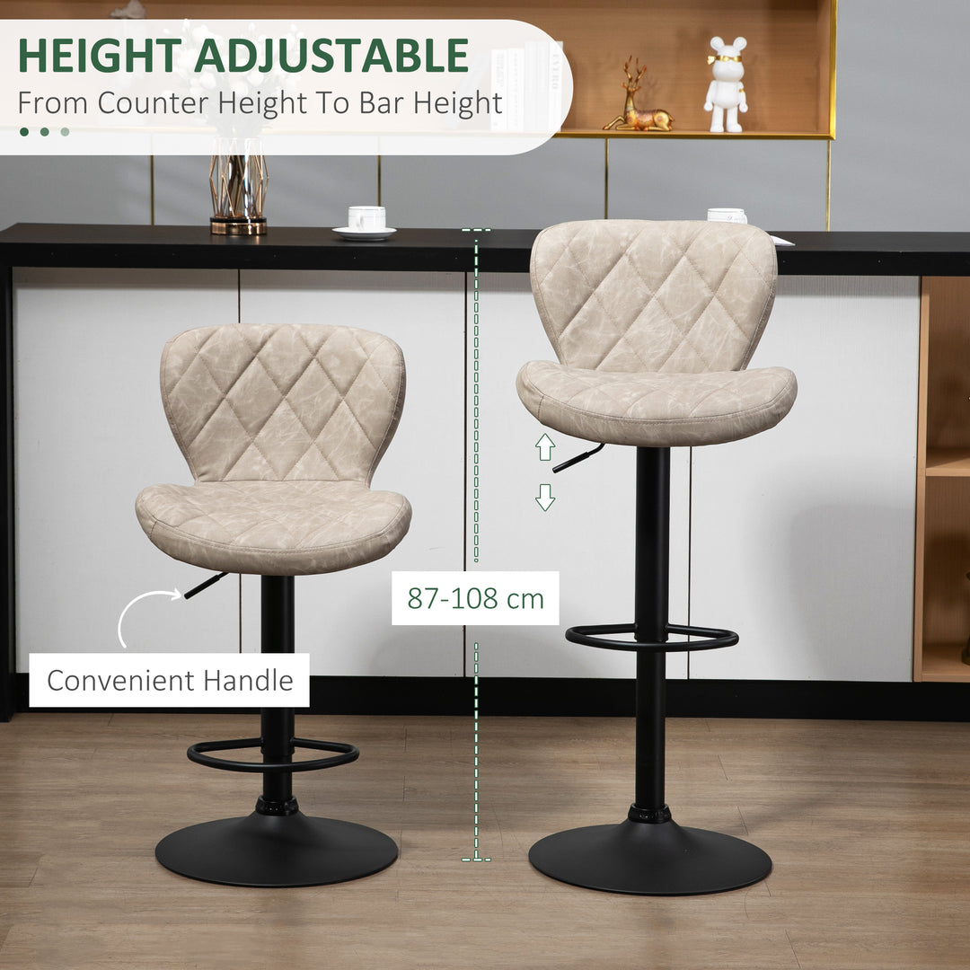 Swivel Bar Chair: Diamond Pattern PU Seat with Backrest & Footrest