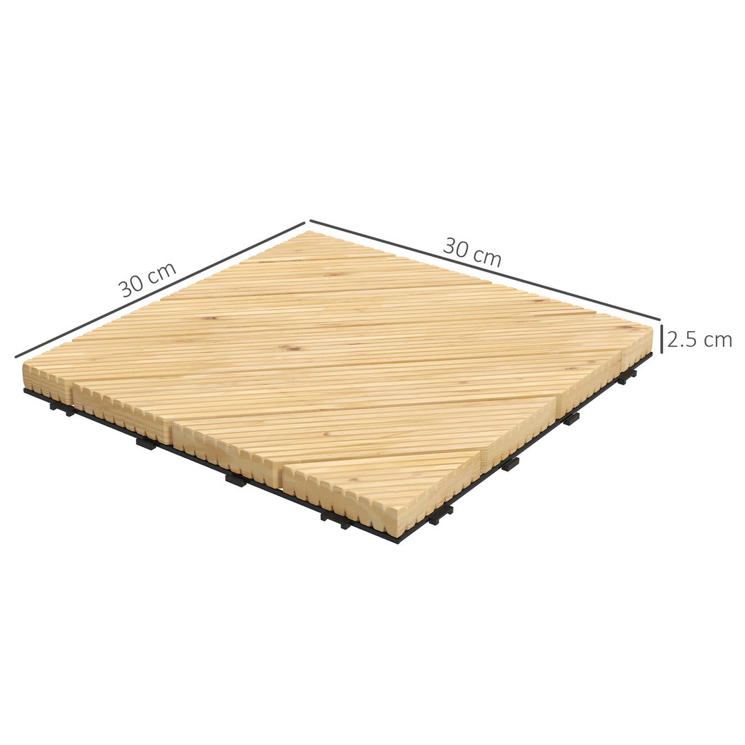 27 Pcs Wooden Interlocking Decking Tiles