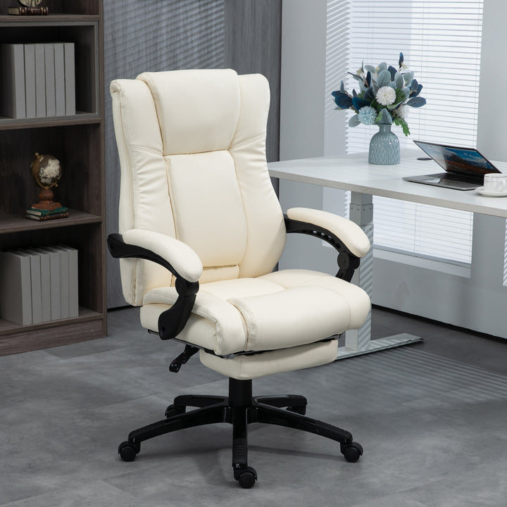 Vinsetto Leather Swivel Chair: Adjustable Office Seating with Footrest & Wheels