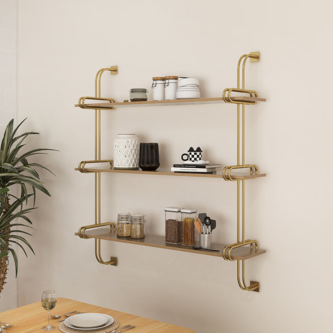 3-Tier Luxury Floating Shelves Wall Shelf in MDF Wall Mounted Shelves