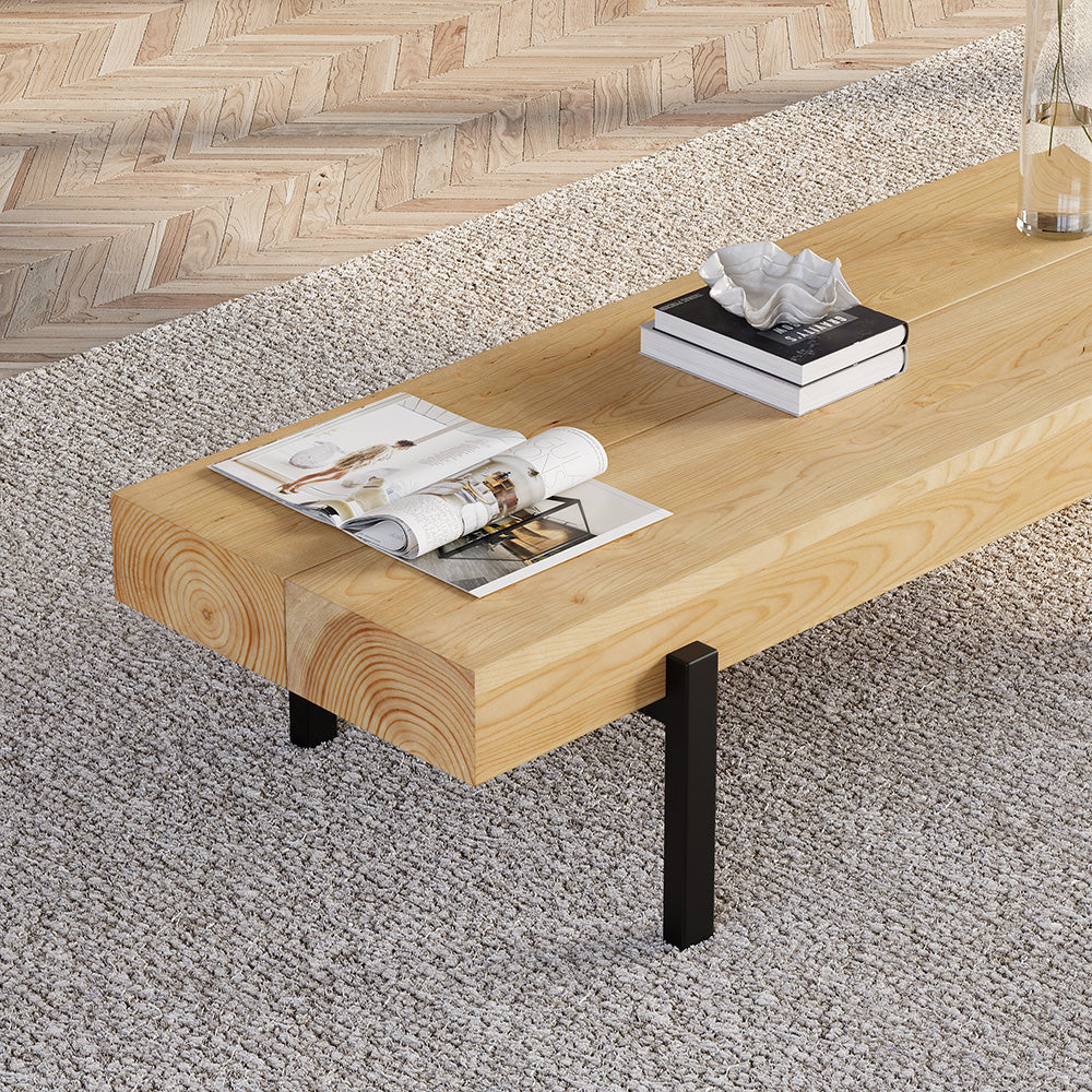 1000mm Rustic Natural Rectangular Coffee Table Small Narrow Cocktail Table