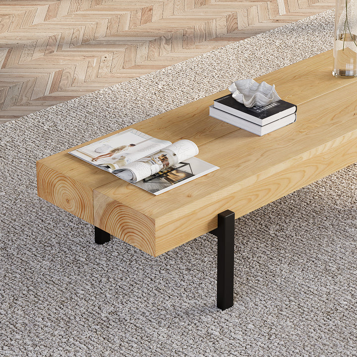 1000mm Rustic Natural Rectangular Coffee Table Small Narrow Cocktail Table