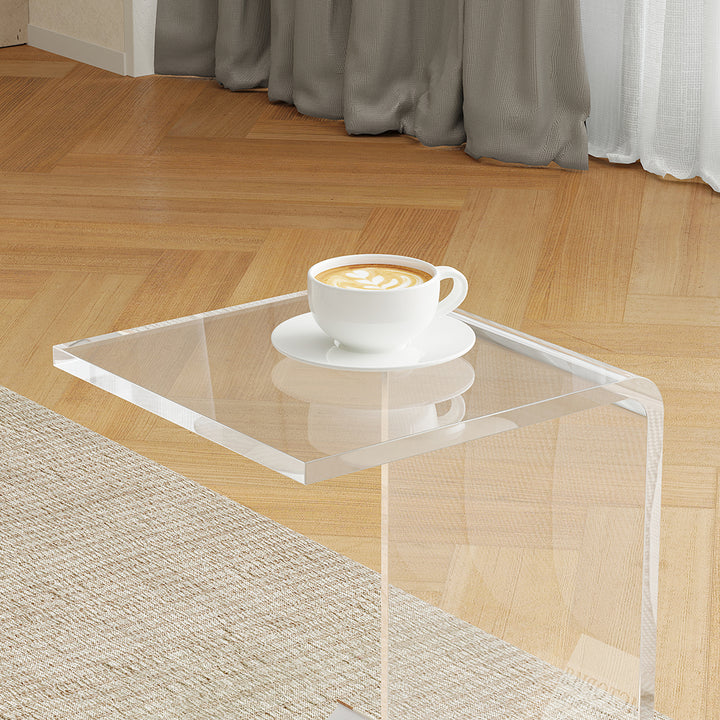 C-shaped End Table with Storage Transparent Acrylic Small Space Side Table