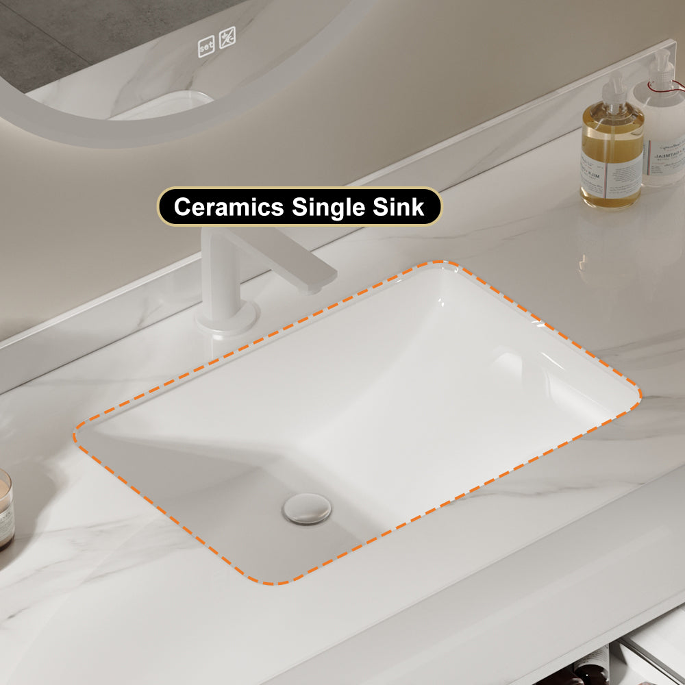 39.4" Floating Bathroom Vanity White with Cultured Marble Vessel Sink with 2 Drawers