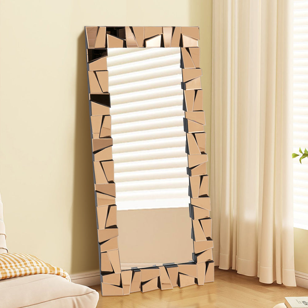 800mm x 1600mm Oversized Glam Rectangle Full Length Floor Mirror with Amber Glass Frame