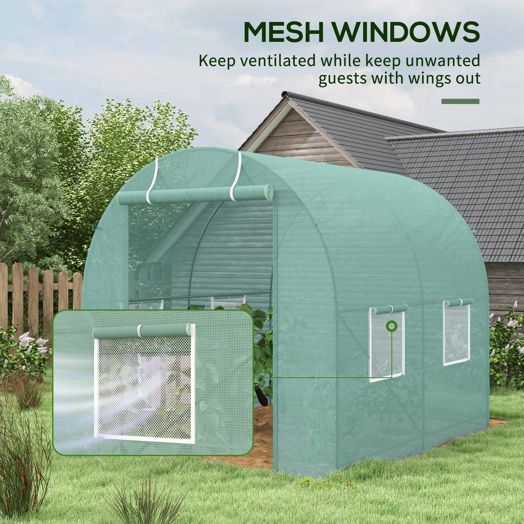 Walk-In Greenhouse Reinforced Polytunnel Greenhouse Garden Plants Grow Waterproof Cover Galvanised Base w/ Slide Door