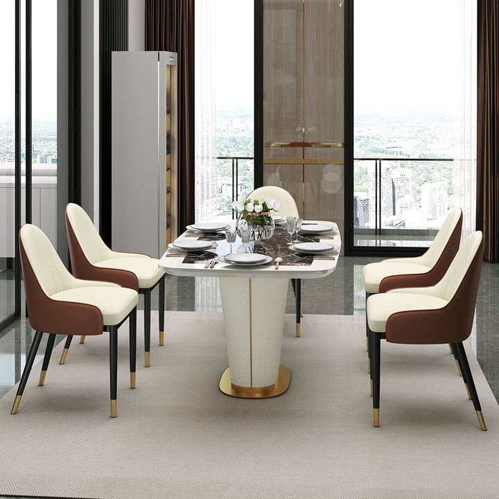 Modern Beige & Brown Faux Leather Upholstered Dining Chair (Set of 2)