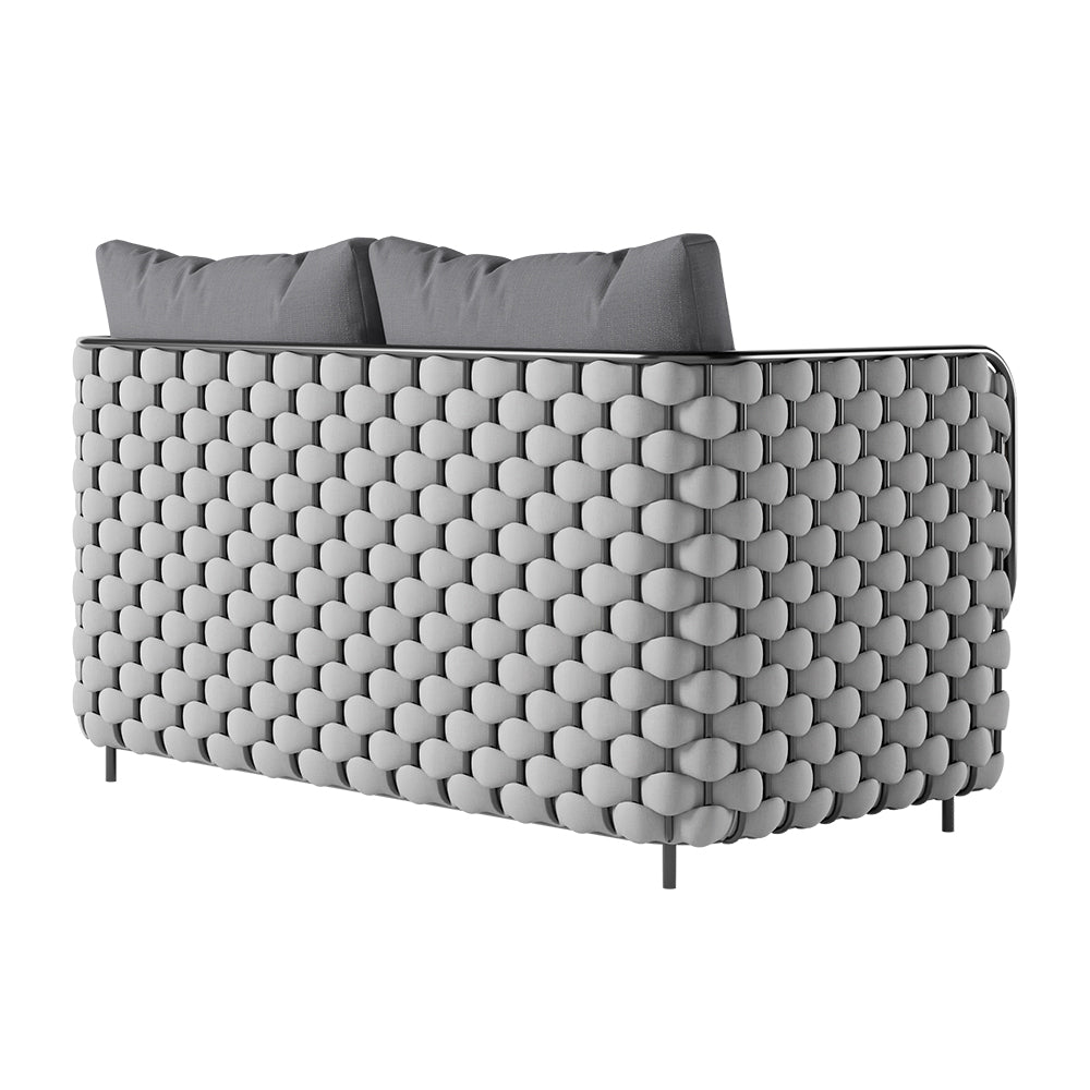 Martic 1350mm Wide Modern Aluminium & Rope Outdoor Loveseat Patio Sofa with Cushions