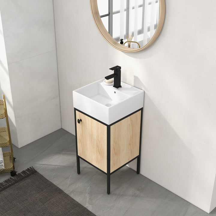 400mm Modern Natural Bathroom Vanity Set Ceramics Single Basin with Waste