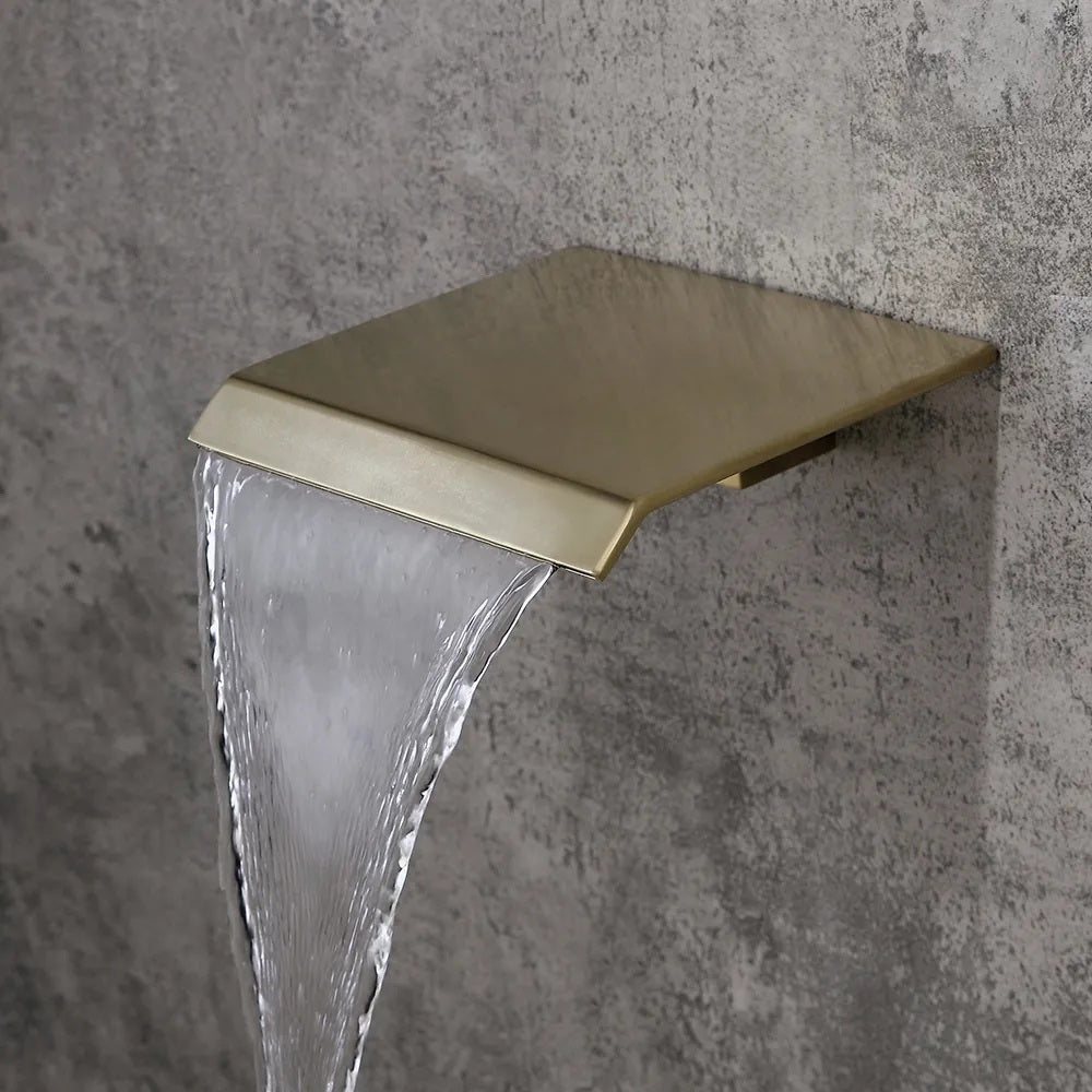 Moda Wall-Mounted 250mm Shower Set in Brushed Gold Rainfall 3 Function Solid Brass