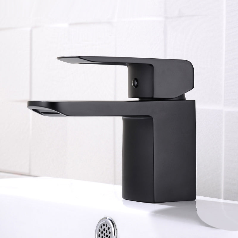 Stylish Minimalist Monobloc Lever Handle Waterfall Bathroom Basin Tap in Matte Black