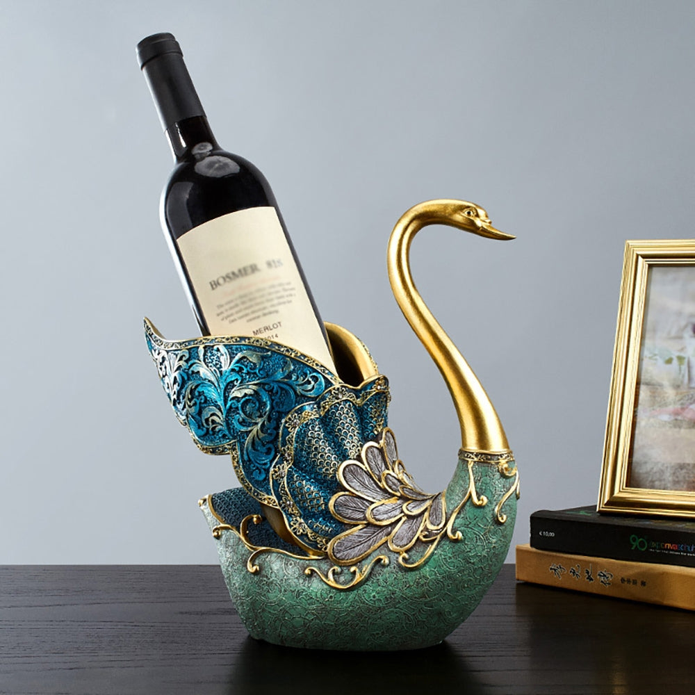 Mini Bar Decor Swan Wine Rack Bottle Holder in Resin