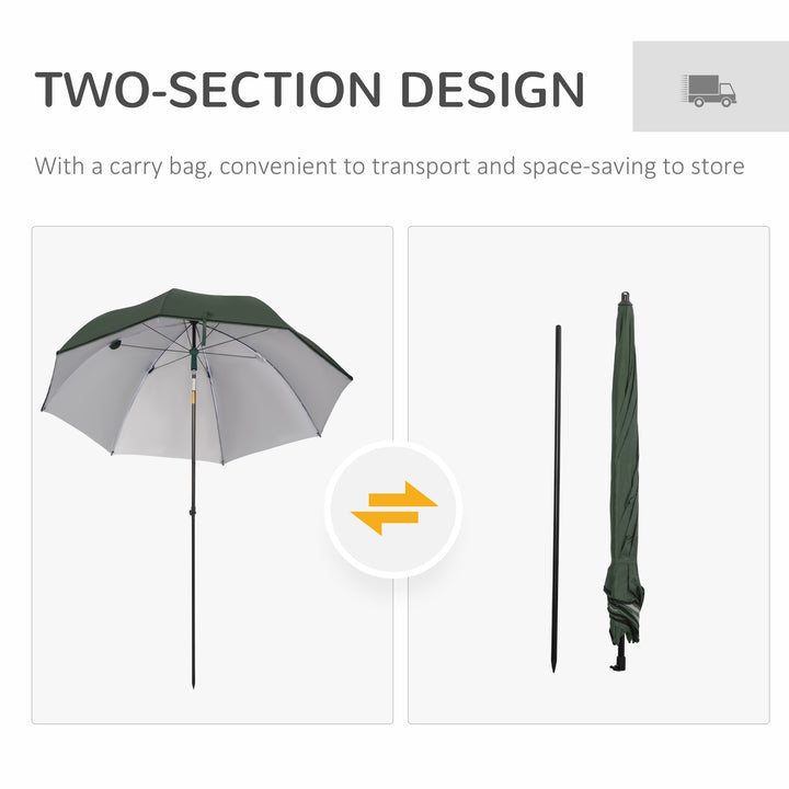 2m Beach Parasol: Fishing Umbrella with Push-Button Tilt