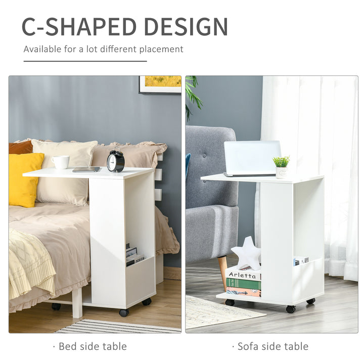 HOMCOM Mobile C-Shape Sofa Table