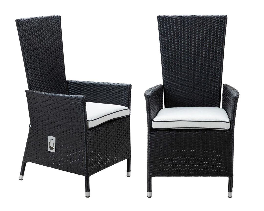 Reclining Rattan Garden Chair in Black & White - Cambridge - Rattan Direct