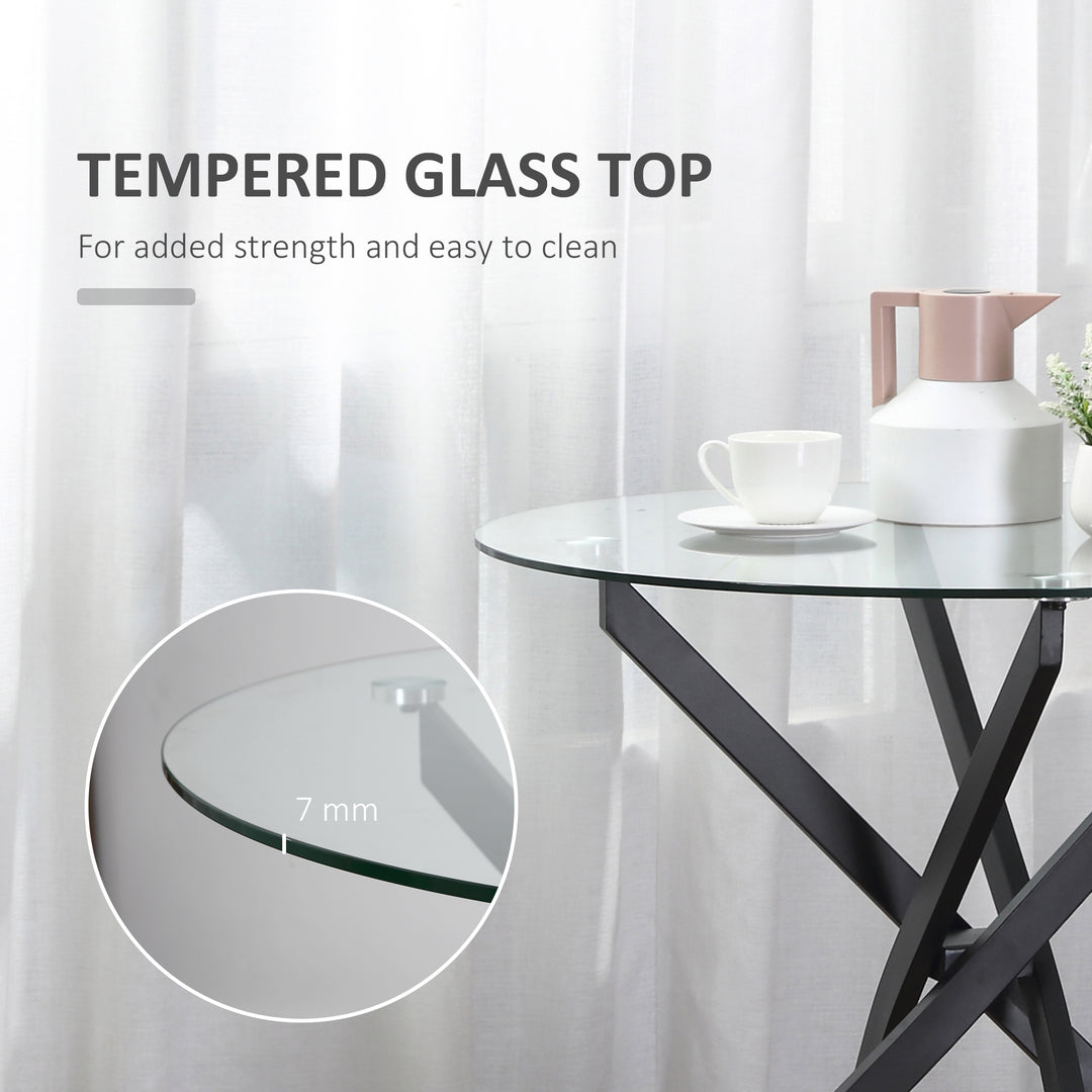 HOMCOM Side Table with Clear Tempered Glass Top