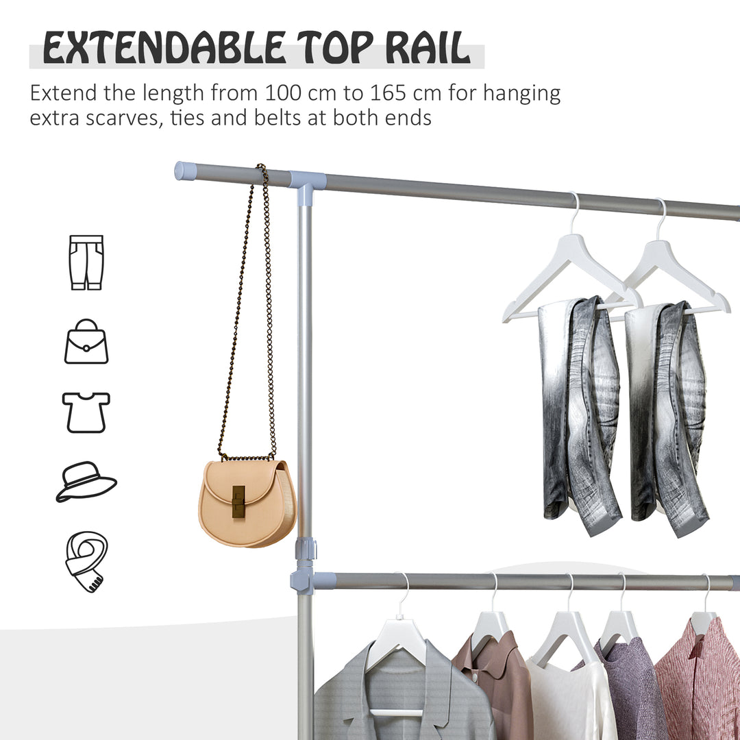 Heavy Duty Garment Rail Clothes Hanger on Wheels