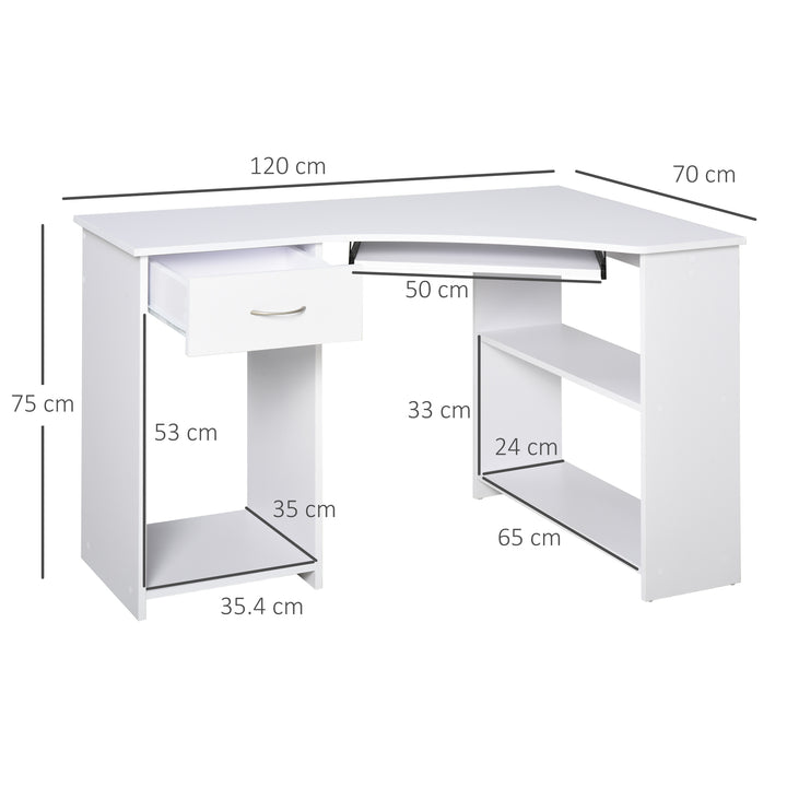 HOMCOM L-Shaped Desk with 2 Shelves