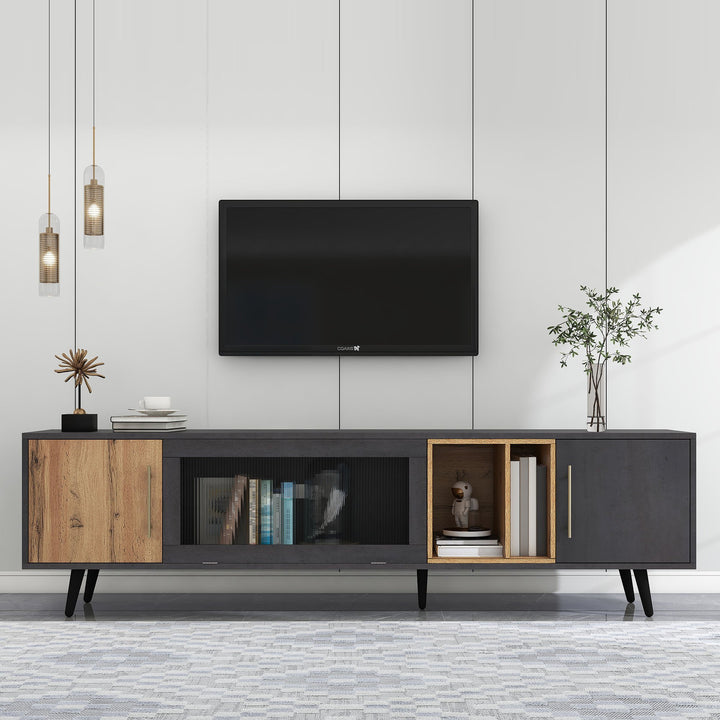 Elegant Modern TV with a Unique Texture of Grey Grain and Woodgrain