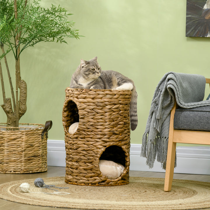 47cm Cat Barrel Tree for Indoor Cats with 2 Cat Houses