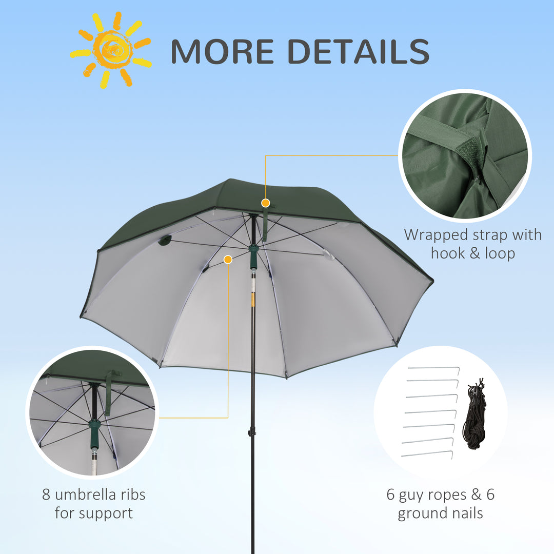 2m Beach Parasol: Fishing Umbrella with Push-Button Tilt