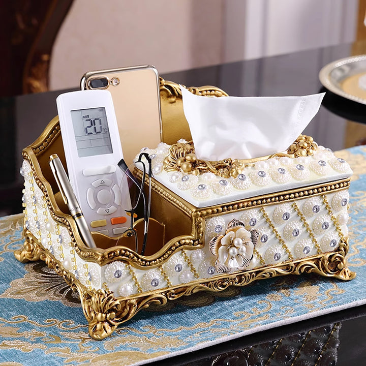 Handmade Luxury European Tissue Holder Remote Control Storage Living Room Table Storage