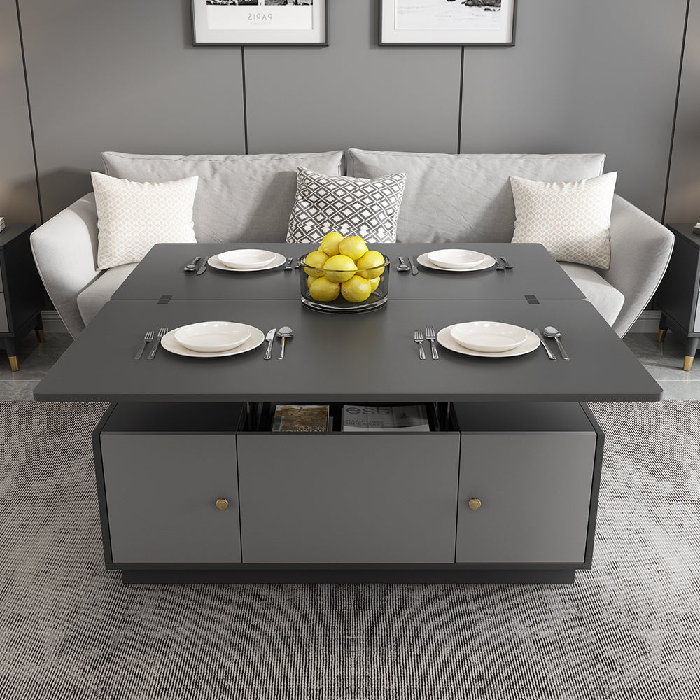 Modern Grey Multifunctional Rectanglular Lift-top Coffee Table with Storage